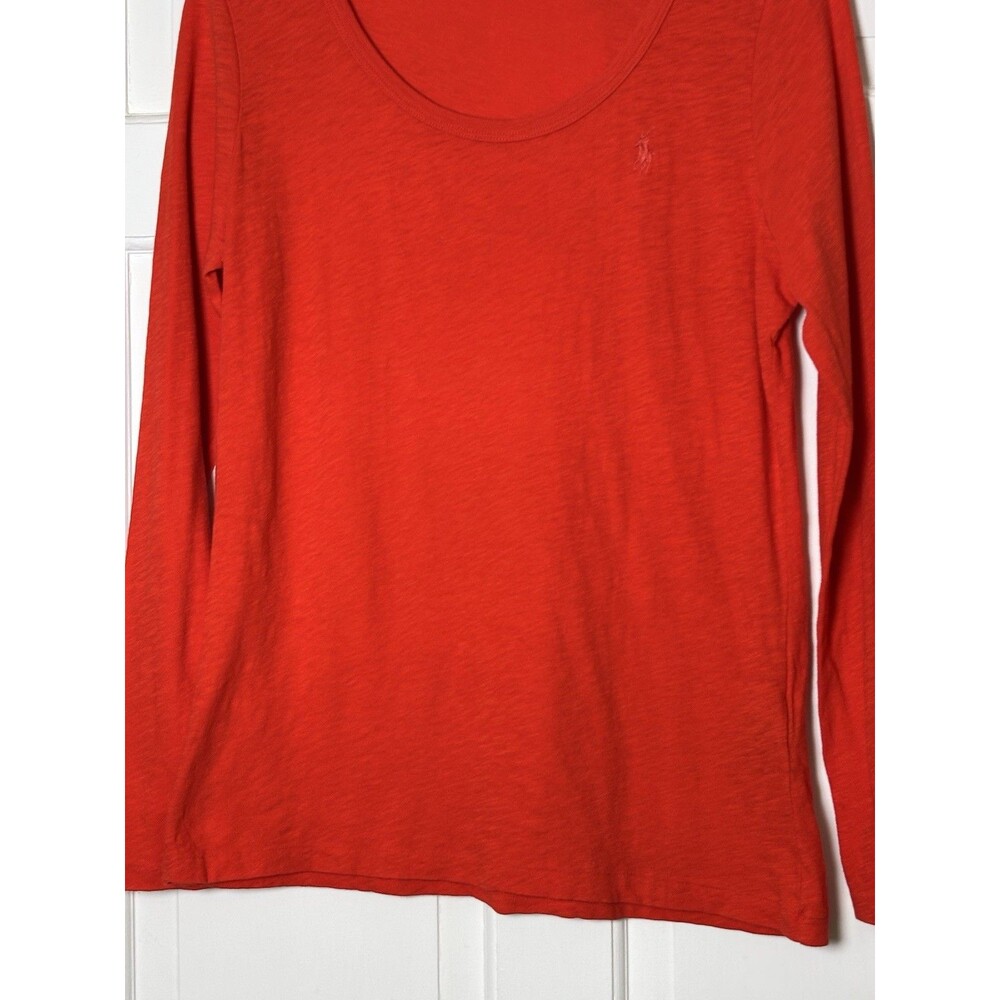 Ralph Lauren Sport Lg Slv Women’s L Solid Orange Soft Cotton Top